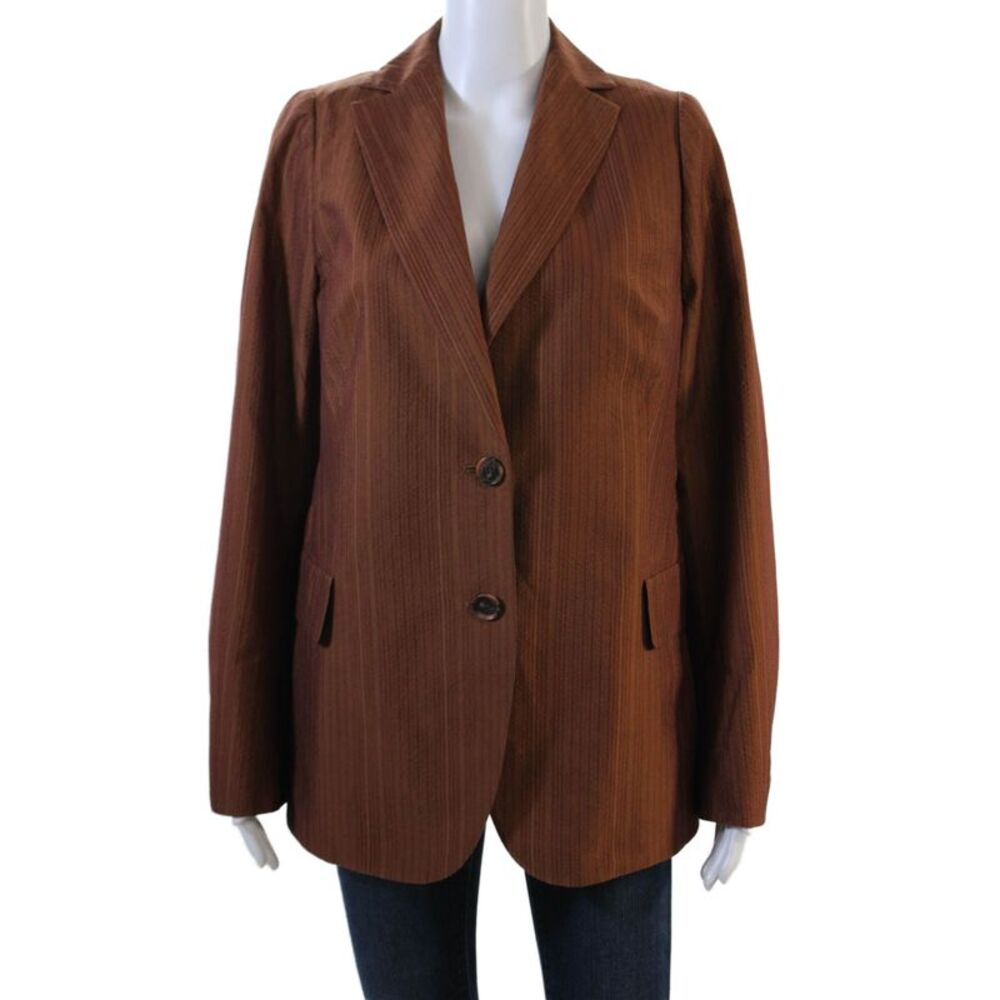 Akris Collared Mid-Length Blazer Orange Size 12